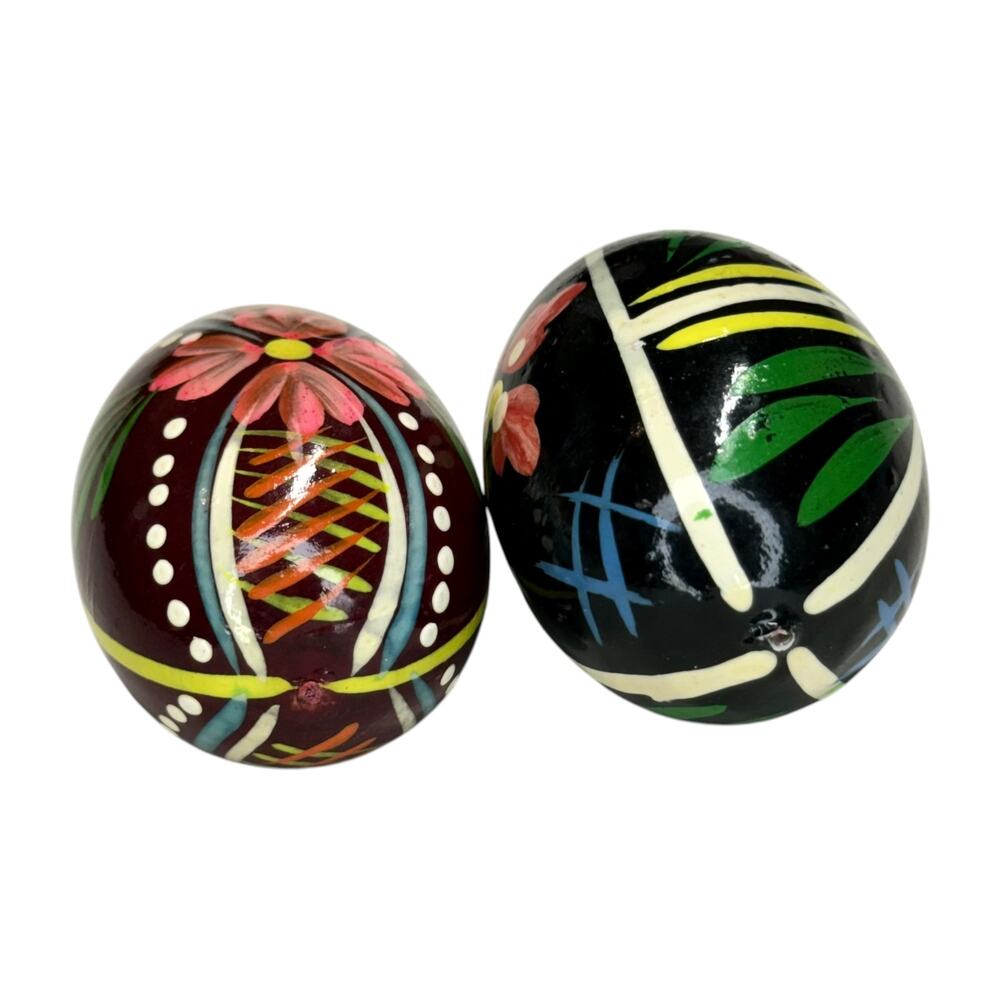 2 Painted Decorative Eggs with Metal Stands Floral Folk Art Unbranded - Picture 8 of 9